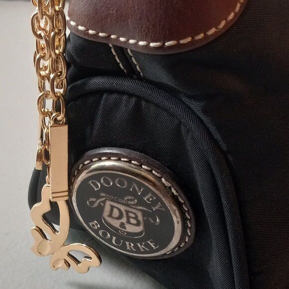 Dooney & Bourke  Black Canvas Small Wayfarer Bag Cottagecore Gold tone Dangles - Picture 11 of 11